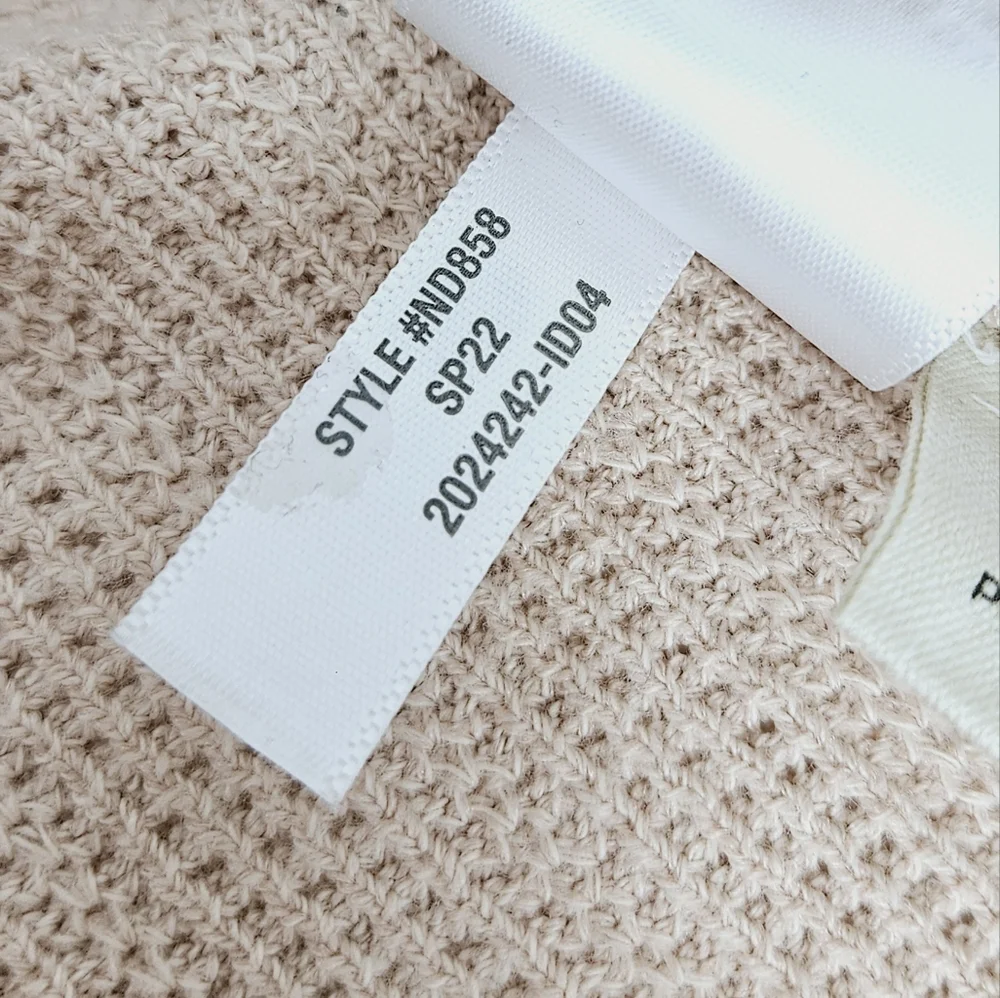 Madewell Pointelle Knit Tie Neck Top Blush Pink Puff Sleeve Small